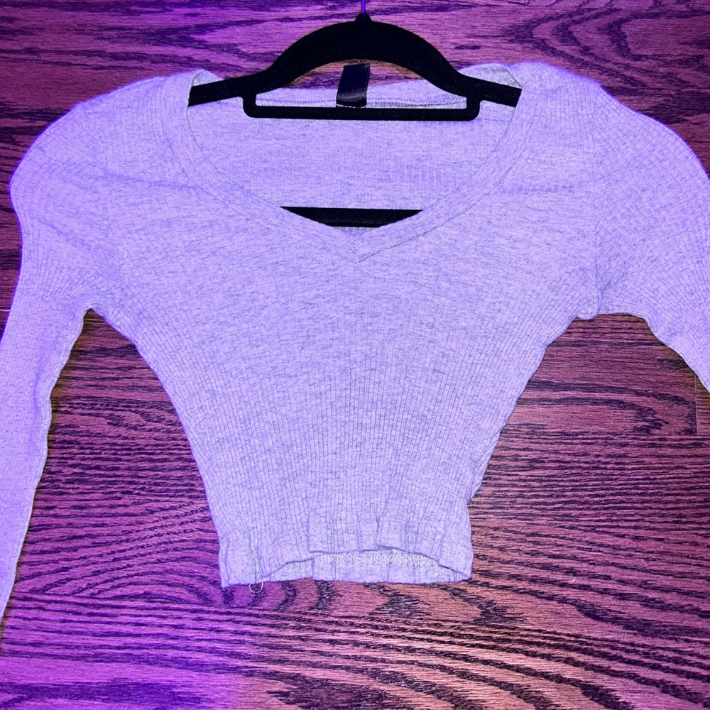 SHEIN gray long sleeve crop top
